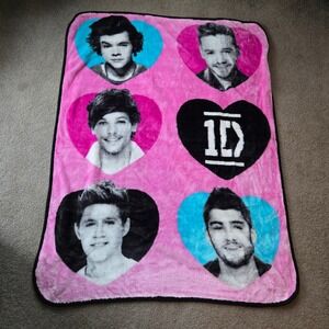 One Direction Fleece Throw Blanket Pink 1D 2014 Global 48x39 inches Rare